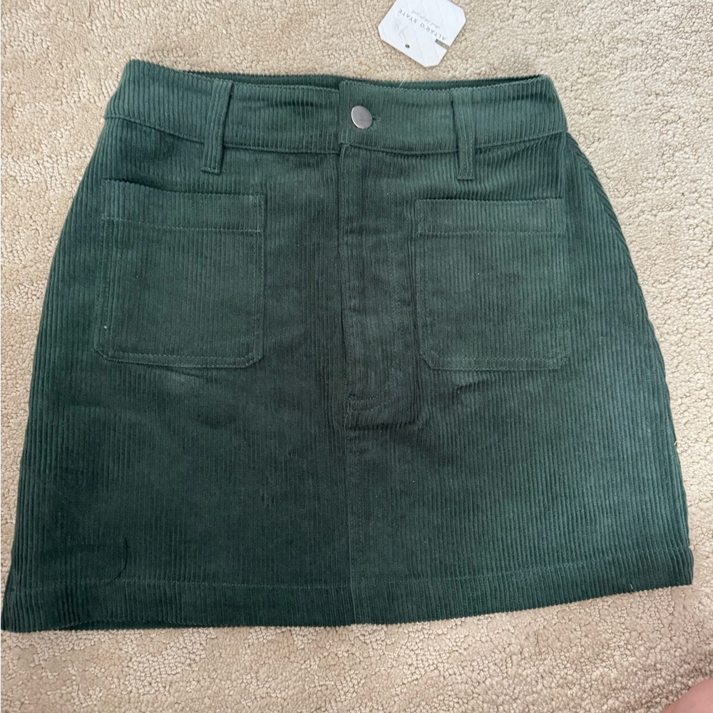 Altar'd State Forest Green A-Line Corduroy Skirt